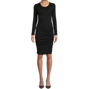 Standard James Perse Black Long Sleeve Ruched Mini Dress